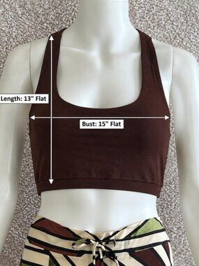 Thearah Brown Organic Cotton Scoop Neck Bralette, Wide Straps Crop Top